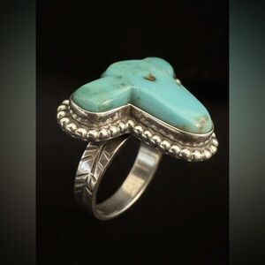 Genuine Mojave turquoise Turquoise and Sterling Silver Women's Ring